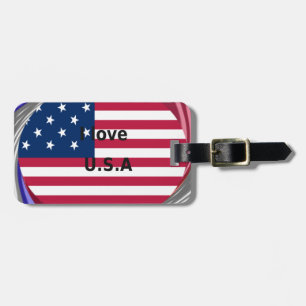 I Love U.S.A. Swirl: Patriotic Heart Art Print Luggage Tag
