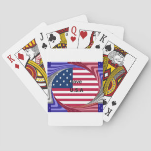 I Love U.S.A. Swirl: Patriotic Heart Art Print  Playing Cards