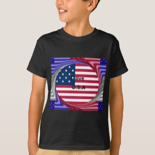 I Love U.S.A. Swirl: Patriotic Heart Art Print T-Shirt