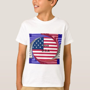 I Love U.S.A. Swirl: Patriotic Heart Art Print T-Shirt