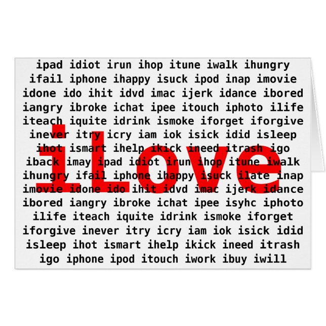 I Love U Text Design Card (Front Horizontal)