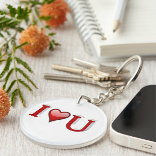 I Love U Valentines Day Red  Key Ring