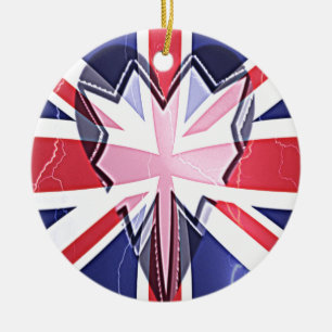 "I Love UK" Art Print Ceramic Tree Decoration