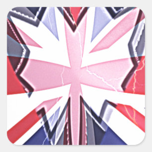 "I Love UK" Art Print Square Sticker