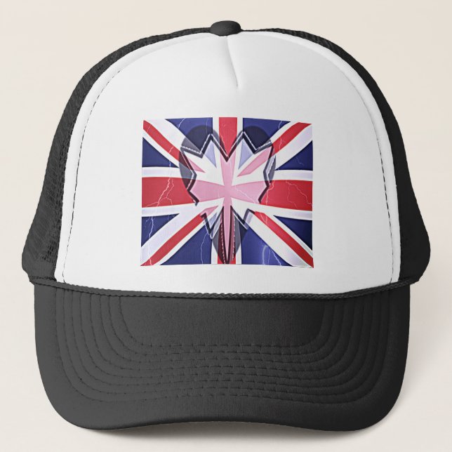"I Love UK" Art Print Trucker Hat (Front)