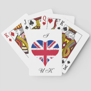 I Love UK Distressed Heart Flag Playing Cards