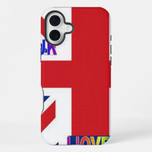 I Love UK Fluffy Cloud & Union Jack Art Print iPhone 16 Plus Case