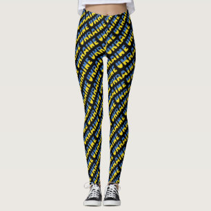 I Love Ukraine Flag Colours Typography Pattern Tex Leggings