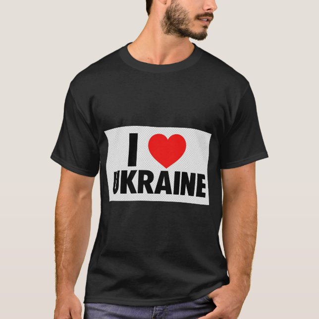I Love Ukraine Heart Flag Support T-Shirt (Front)
