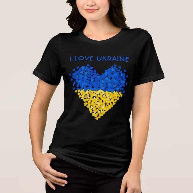 I love Ukraine. Ukraine Support.  Tri-Blend Shirt (Front)