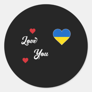 I Love Ukraine With The Ukrainian Flag In A Heart  Classic Round Sticker