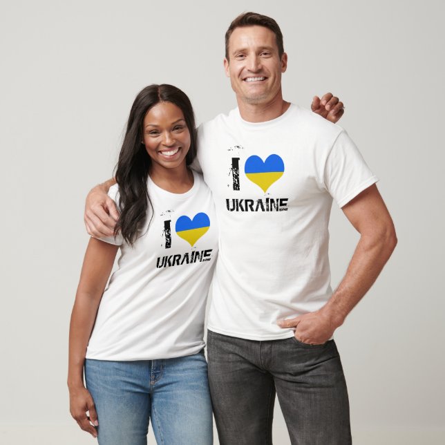 I Love Ukraine with Ukraine flag heart T-Shirt (Unisex)