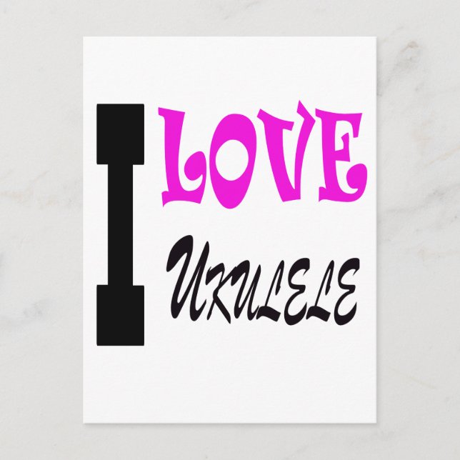 I Love ukulele Postcard (Front)