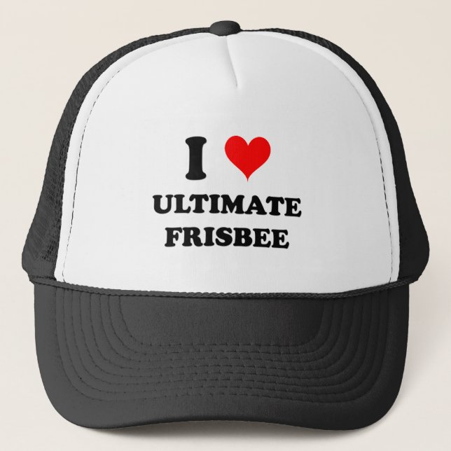 I Love Ultimate Frisbee Trucker Hat (Front)