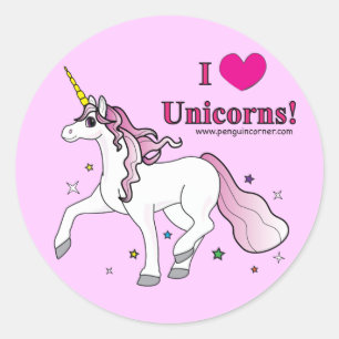 I Love Unicorns! Classic Round Sticker