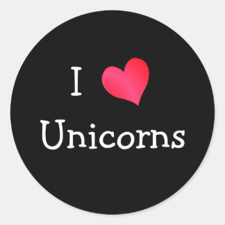 I Love Unicorns Classic Round Sticker