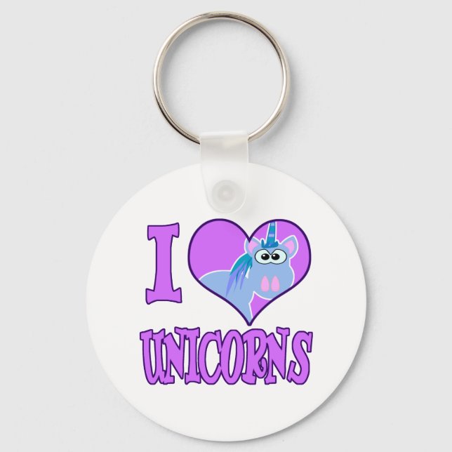 I Love unicorns Key Ring (Front)