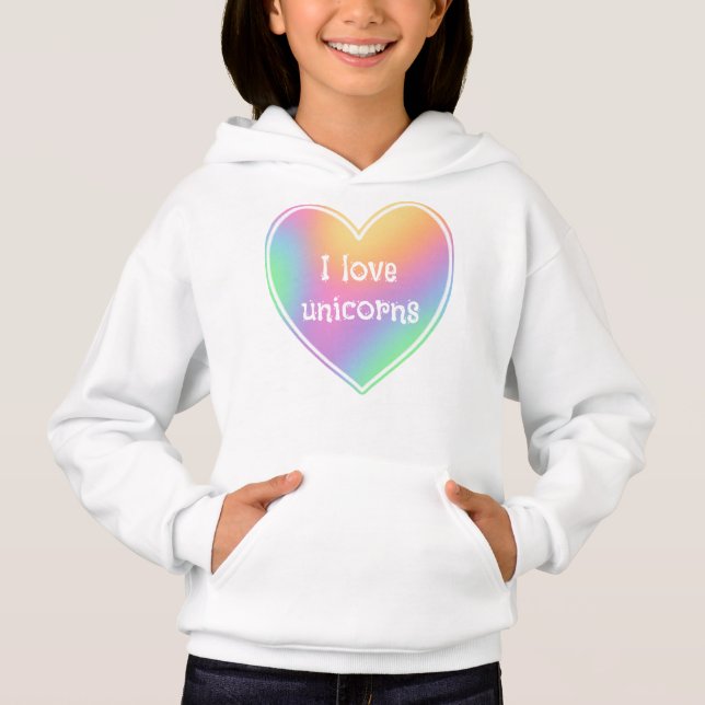 I Love Unicorns Rainbow Heart Girls' (Front)