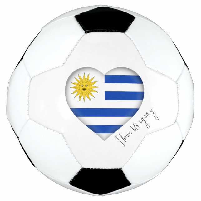 I Love Uruguay Flag Colours Heart Soccer Ball (Front)
