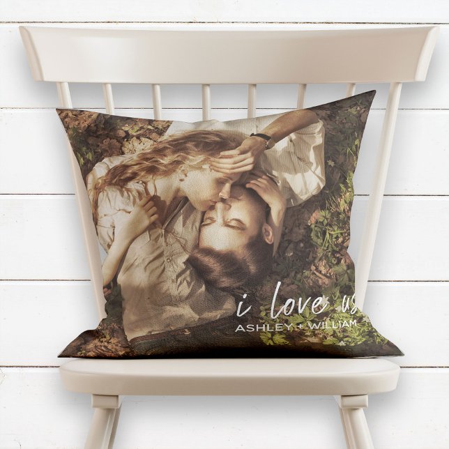 I Love Us Couple Quote Photo Names Cushion (Creator Uploaded)