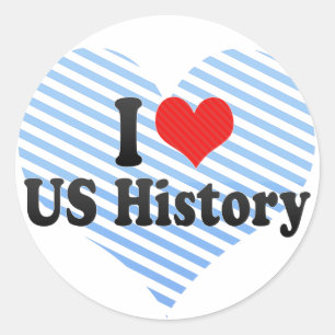 I Love US History Classic Round Sticker