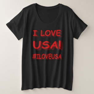 "I LOVE USA" Cute Expression Design. Buy Now Plus Size T-Shirt