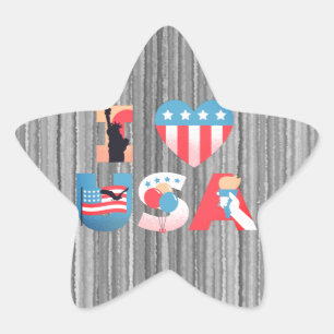 I LOVE USA Design Star Sticker