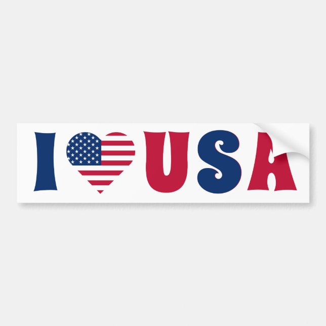 I love USA flag Colourful Retro Bumper Sticker (Front)