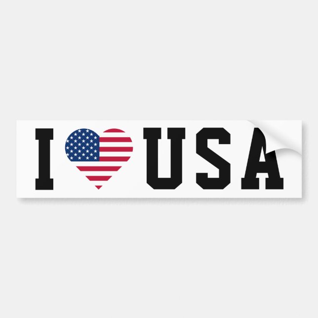 I love USA flag Heart Shape Bumper Sticker (Front)