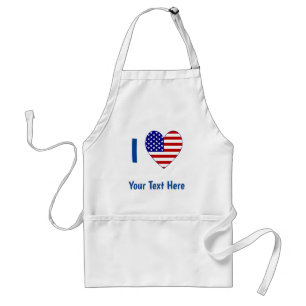 I Love (USA Flag Heart) Your Blue Text Standard Apron
