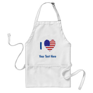I Love (USA Flag Heart) Your Blue Text Standard Apron