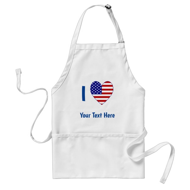 I Love (USA Flag Heart) Your Blue Text Standard Apron (Front)