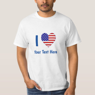 I Love (USA Flag Heart) Your Blue Text T-Shirt