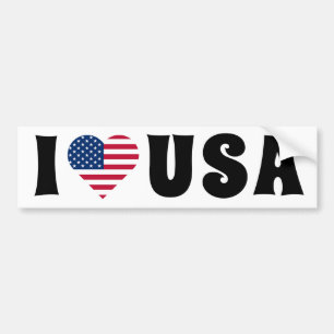 I love USA flag Retro Bumper Sticker