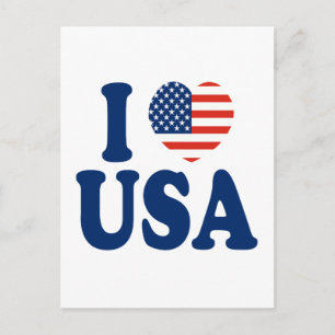 I Love USA Heart Design Postcard