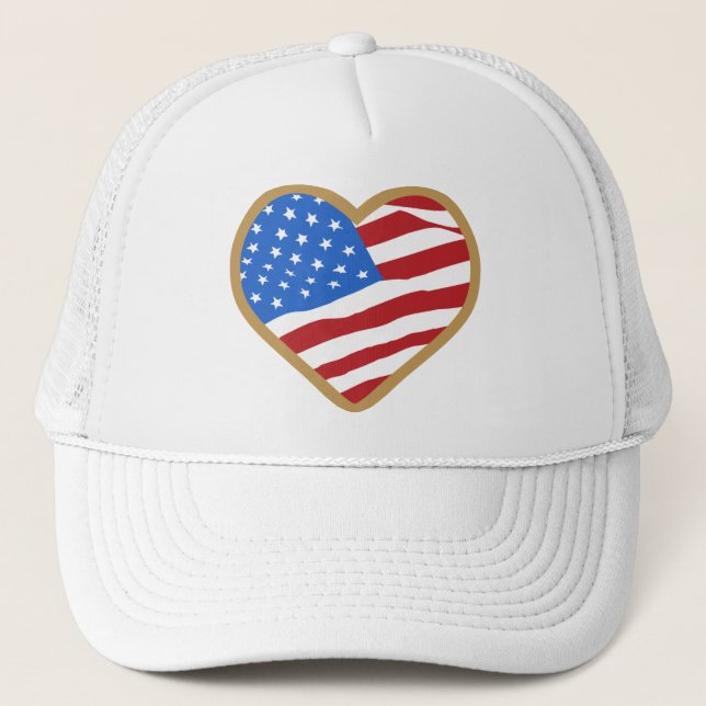 I Love USA Heart Trucker Hat (Front)