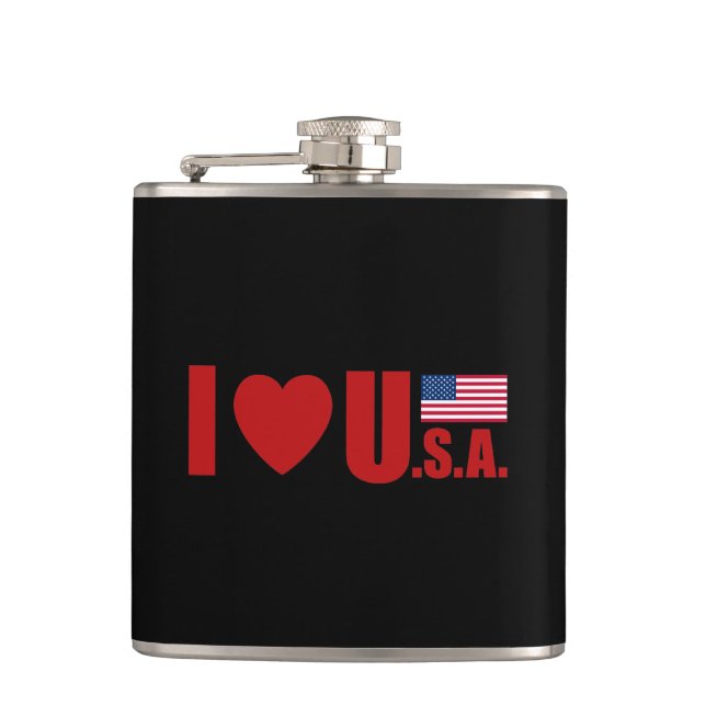 I Love Usa Hip Flask (Front)
