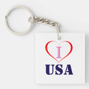 I Love USA Key Ring
