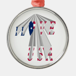 I LOVE USA METAL TREE DECORATION