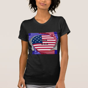 I LOVE USA National Flagg Colours Art Design T-Shirt