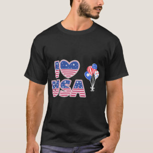 I Love USA - Patriotic American Flag Heart T-Shirt