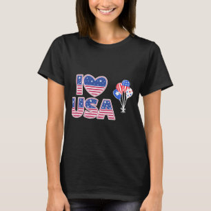 I Love USA - Patriotic American Flag Heart T-Shirt