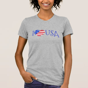 I Love USA Patriotic July 4th American Flag Heart T-Shirt