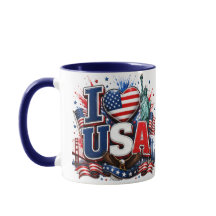I Love USA Patriotic Soccer Fan Mug | American Fla