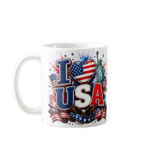 I Love USA Patriotic Soccer Fan Mug | American Fla