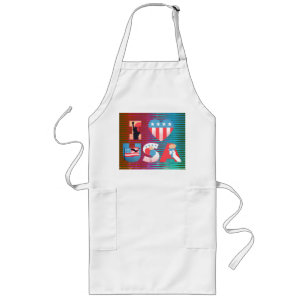 I LOVE USA Quote Design Long Apron