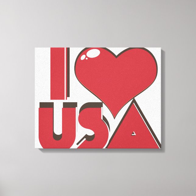 I Love USA Retro 80s Canvas Print (Front)