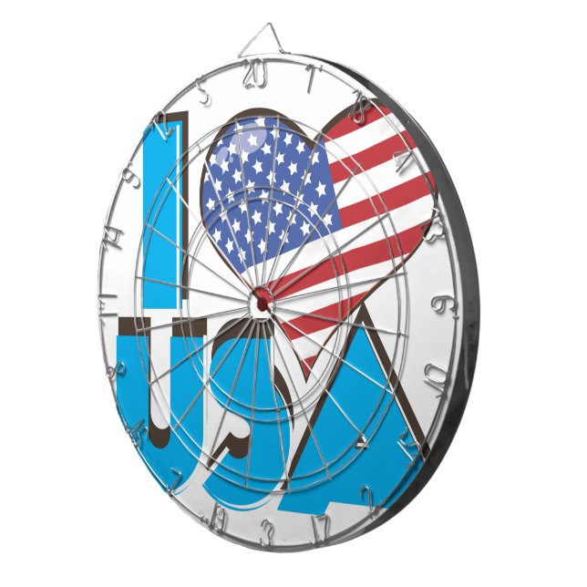 I Love USA Retro 80s Dartboard (Front Right)