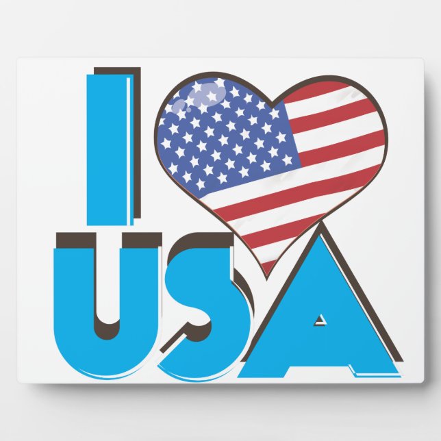 I Love USA Retro 80s Plaque (Front)