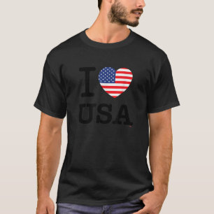 I Love USA United States of America Flag Heart Tee